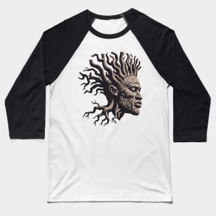 Afrocentric Man Wooden Carving Baseball T-Shirt